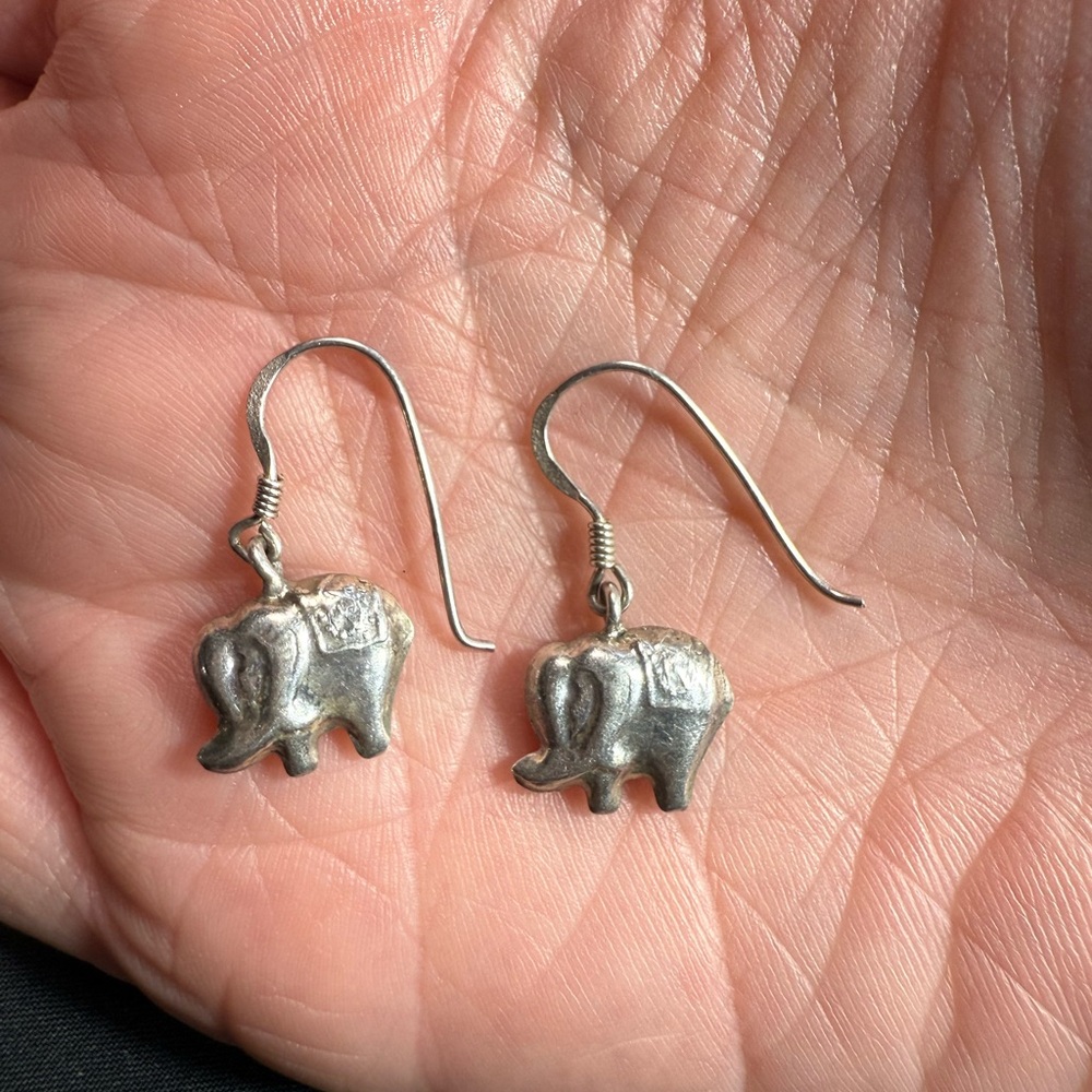 Elegant Silver‎ Elephant Earrings
